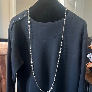 Long Silver Pearl-Accent Necklace - Women Jewelry